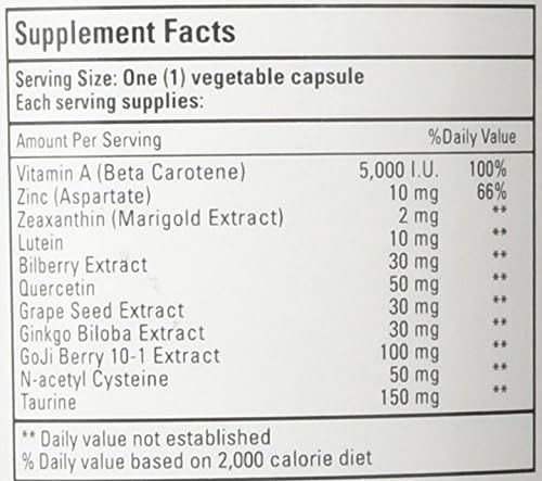 Bio Nutrition Eye Wellness with Zeaxanthin Vegetarian Capsules, 60 Count