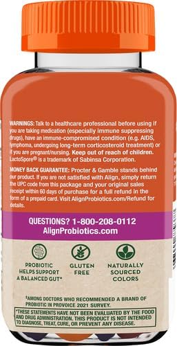 Align Dualbiotic, Prebiotics and Probiotics for Women and Men, Probiotics for Digestive Health, Prebiotics Help Nourish Good Bacteria, Natural Fruit Flavors, 60 Probiotic Gummies (Pack of 12)