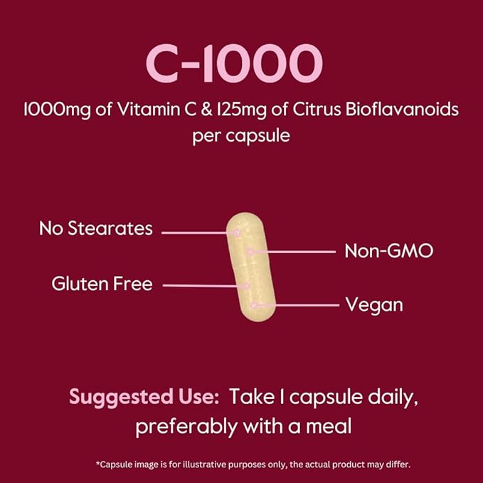 BESTVITE High Strength Vitamin C 1000mg (120 Vegetarian Capsules) with Citrus Bioflavinoids - No Stearates - Vegan - Non GMO - Gluten Free - Daily Antioxidant & Immune Support*