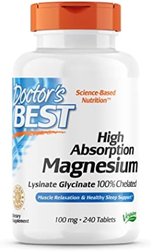 Jarrow Formulas Maximum Strength Methyl B-12 5000 mcg, Dietary Supplement & Doctor's Best High Absorption Magnesium Glycinate Lysinate, 100% Chelated, Non-GMO, Vegan