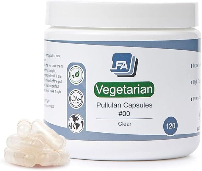 Empty 00 Capsules - Vegan Pullulan - 120 Count Vegetarian Capsules Empty - Joined Fillable 00 Vegetable Pill Capsules - Veggie Caps for DIY Vitamin Capsule Filling Kit - Halal Kosher Tapioca