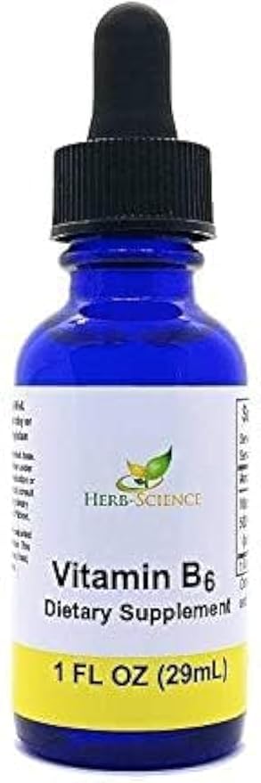 Liquid Vitamin B6 Drops - Pyridoxine Extract Dietary Supplement to Support Brain Function, Immunity, Nervous System, Heart Health, Metabolism - 500% DV, 36 Servings per Bottle - 1 fl. oz.