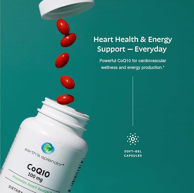 Earth's Splendor CoQ10 Supplement, 120 Softgels, 100mg Coenzyme Q10 Contain, 4 Month Supply