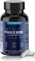 PMAX600 High Dose Pure Potassium Electrolyte Supplement 600mg Capsules 4-Type Potassium Blend-Citrate, Gluconate, Bicarbonate,Chloride. Supports Healthy Blood Pressure, Heart, Kidneys, Bones, Muscles