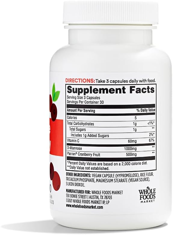 365 by Whole Foods Market, D-Mannose With Cranberry, 90 Count