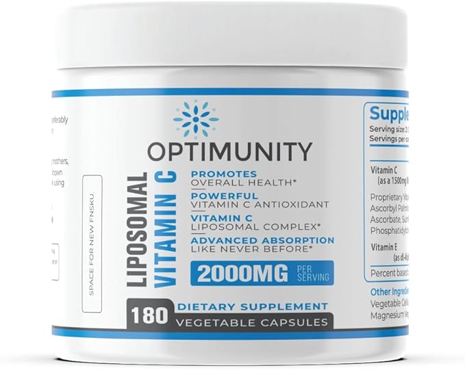 Liposomal Vitamin C 2000 mg – Vitamin C Capsules with Sunflower Lecithin – Non-GMO, Vegan, Gluten-Free – 180 Veggie Capsules