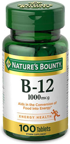 Nature's Bounty Natural Vitamin B12, 1000mcg, 100 Tablets (Pack of 2)