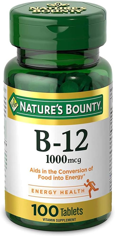 Nature's Bounty Natural Vitamin B12, 1000mcg, 100 Tablets (Pack of 2)