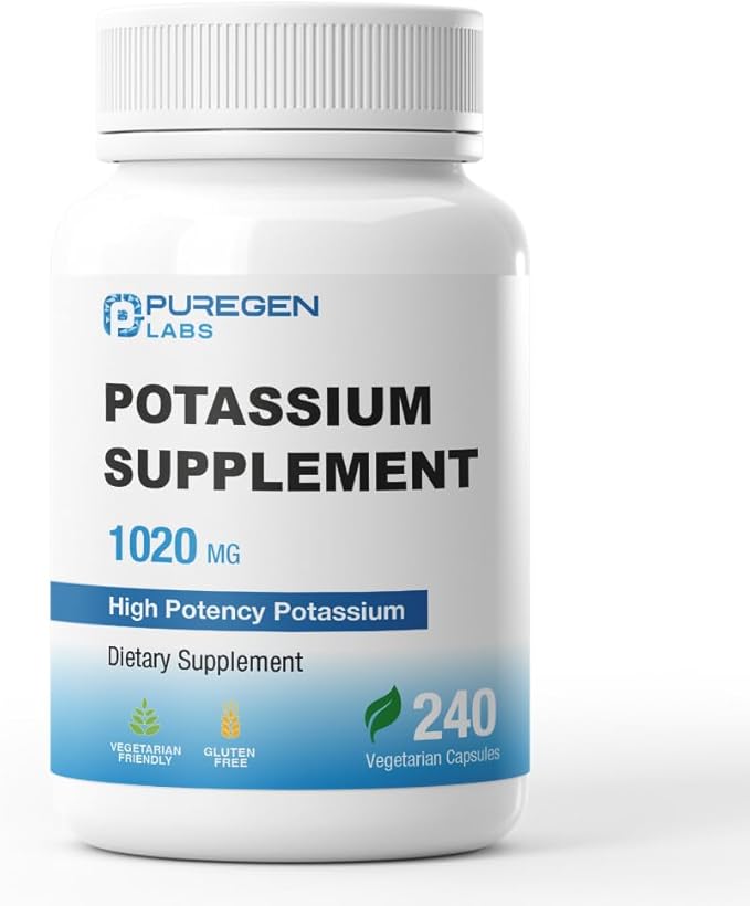 Puregen Labs Potassium Bicarbonate Supplement 1020 mg | Non-GMO | Gluten Free | 240 Vegetarian Capsules