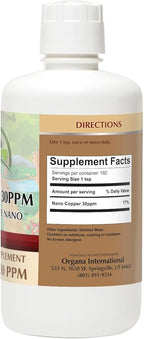 Organa Pure Crystalline Liquid Copper Supplement - 30 PPM - Colloidal Minerals