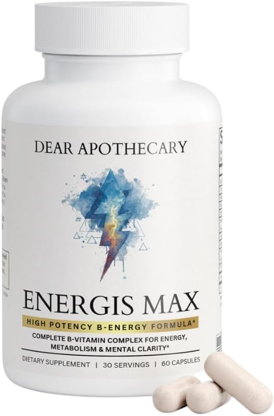 Energis Max B Complex High Potency Supplement - B12 2000mcg B6 B1 Folate Biotin Niacin Riboflavin Pantothenic Acid - Complete B Vitamins with Choline Inositol - Vegan Non-GMO - 60 Capsules