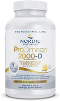 Nordic Naturals ProOmega 2000-D, Lemon Flavor - 120 Soft Gels - 2150 mg Omega-3 + 1000 IU D3 - Ultra High-Potency Fish Oil - EPA & DHA - Brain, Heart, & Immune Health - Non-GMO - 60 Servings