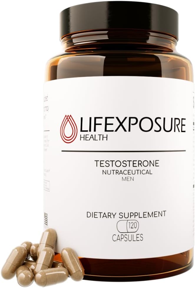 Natural Testosterone Supplement for Men - KSM-66 Ashwagandha, LJ100 Tongkat Ali, PrimaVie Shilajit, Royal Jelly, GG-Gold - Energy, Stamina, & Muscle Support Supplement - 120 Capsules