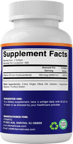 Vitamatic Vitamin D3 5000 IU (125 mcg) – 500 Mini Softgels Olive Oil-Based Formula – Cold-Pressed – 500-Day Supply – Supports Bone, Muscle & Immune Health – Non-GMO & Gluten-Free