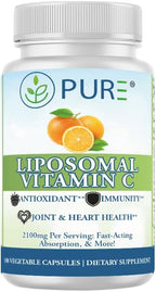 PURE® Liposomal Vitamin C 2100mg - 180 Capsules, 60 Servings - High Absorption Immune Support Supplement with Sunflower Lecithin - Bioavailable Antioxidant for Collagen & Skin - Made in USA