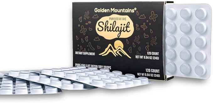 Siberian Green Premium Pure Shilajit Dry Drops Altai Golden Mountains - 120 Count (200 mg) Authentic Safety & Quality Certificate - US Lab Tested Fulvic Acid