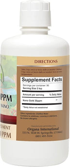 Organa Pure Crystalline Liquid Gold Supplement - 30 PPM - Colloidal Minerals 32 Ounce