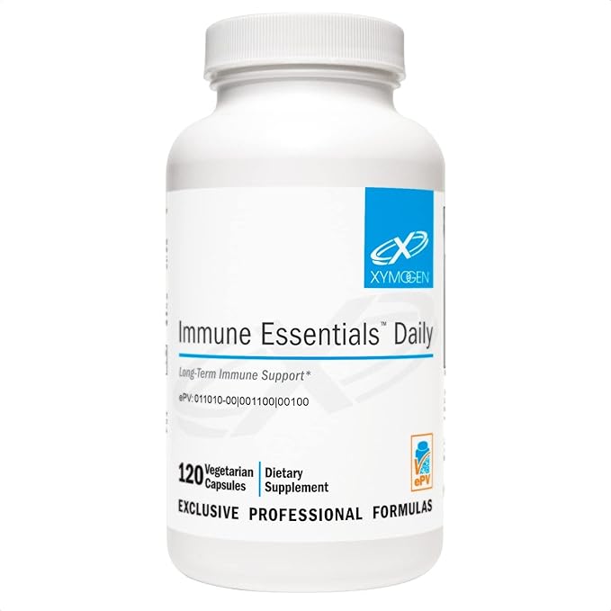 XYMOGEN Immune Essentials Daily - Vitamin C, Zinc & Quercetin - Daily Immune, Antioxidant & Respiratory Support - Long-Term Immune Nutrition - Vegan & Gluten-Free - 120 Capsules