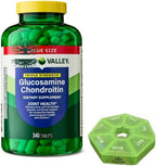 M&F Essential Triple Strength - Glucosamine Chondroitin- 340 Tablets by Spring Valley- Joint Health & Mobility Support- Dietary Supplement- Pill Organizer