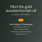 New Chapter Wholemega Fish Oil Supplement, Tiny Capsules, 2000mg per Serving, Clinically Proven Wild Alaskan Salmon Oil with Omega-3 + Vitamin D3 + Astaxanthin, 500mg Each - 90 Count