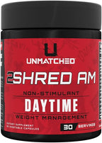 Unmatched 2Shred AM + PM | Non Stimulant Weight Management System | Thermogenesis, Fat Burning, & Appetite Control | 180 Vegetable Capsules, 30 Day Supply