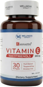 WELLNESS EXTRACT Eannatto Tocotrienols Vitamin E Supplements Tocopherol Free, Non-GMO, Gluten Free & Antioxidant (300MG 30 Softgels)