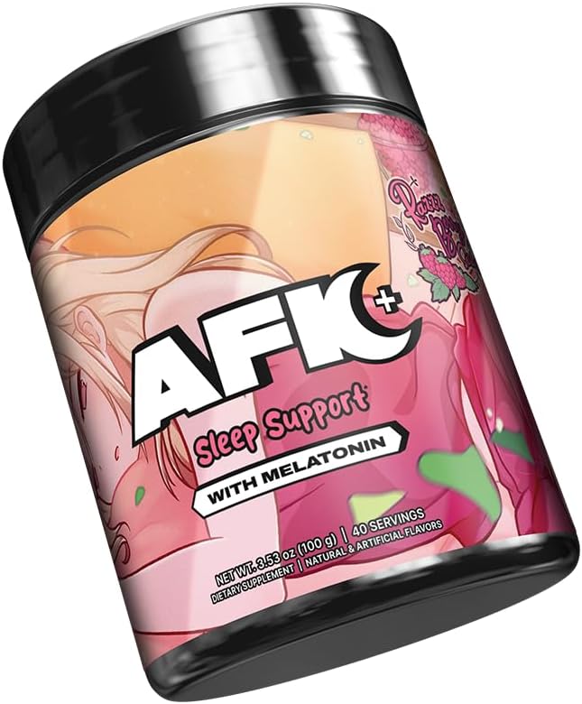 Gamer Supps AFK+® (with Melatonin): Razzz Berry Sorbet - 40 Servings - Keto Friendly Magnesium-Focused Sleep Support Supplement, Apigenin, Sugar Free