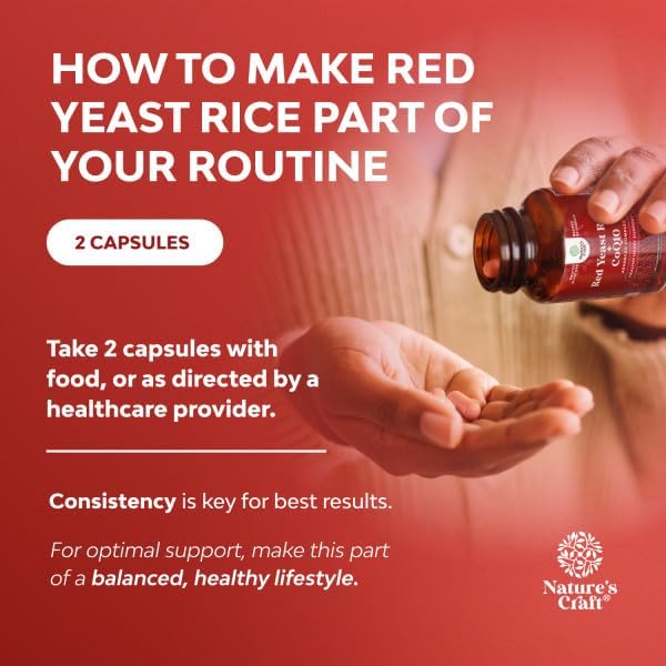 Red Yeast Rice with CoQ10 Supplement - Advanced Healthy Heart & Healthy Cholesterol Levels Formula for Men & Women - Red Yeast Rice Capsules with 1200mg per Serving and CoQ10-240 Count