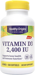 Healthy Origins Vitamin D3 2, 400 Lulanolin Gels, 360 Count