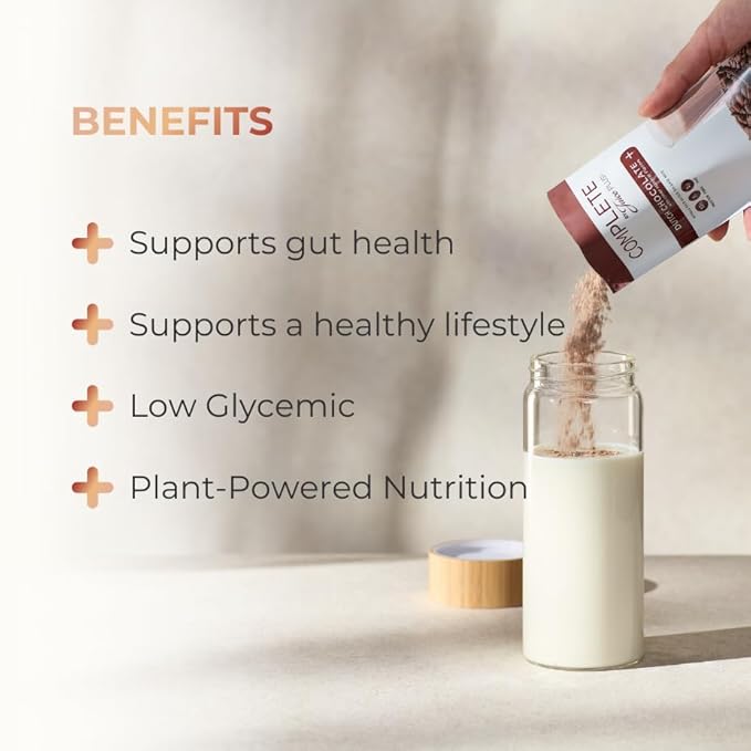 Complete by JuicePlus+ Dutch Chocolate Shakes - Plant-Based Nutrition - Whole Food Based Shake Powder with Protein, Fiber & Prebiotics - 30 Servings (2 Pouches, 15 Servings Each)