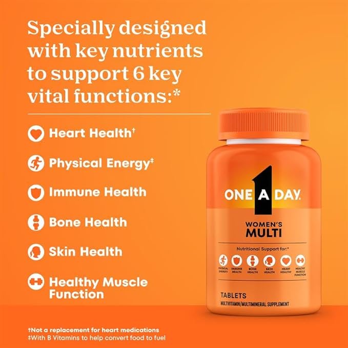 One A Day Multivitamin for Women- Daily Vitamins for Woman with Biotin, Calcium, Folic Acid, Iron & Zinc, Complete Women’s Vitamins, 200 Ct (Packaging May Vary)