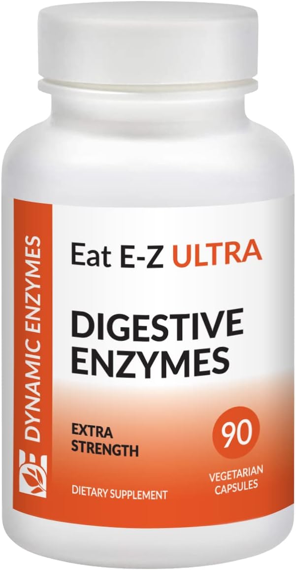 Eat E-Z Ultra Advanced Digestive Enzyme Supplement – Broad-Spectrum Multi-Enzyme Formula for Heavier & Harder-to-Digest Meals – Supports Occasional Bloating, Gas & Indigestion – 90 Vegetarian Capsules