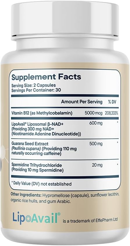 Santo Remedio NAD+ Supplement, Helps Support Healthy Aging and Cellular Health, 4 in 1 Energy Support, Made with Vitamin B12, NAD+, Guarana, and Spermidine, 30 Servings