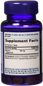 Puritans Pride Vitamin B-2 100 Mg Tablets, 100 Count