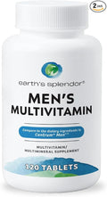 Earth's Splendor Men's Multivitamin, Overall Wellness Support for Men, Multimineral Supplements, Helps Support Metabolism, Vitamin B12, Vitamin A, C, D, E, K, B6 (120 Immune Support Tablets)