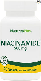NaturesPlus Niacinamide - 500 mg, 90 Tablets - High Potency Vitamin B3 Supplement - Vegetarian, Gluten Free - 90 Servings
