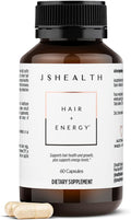 JSHealth Hair Growth Vitamins for Women. Hair + Energy with Kelp Iodine and Zinc. Supports Thickness, Strength, Energy. Nutritionist-Formulated (60 Capsules)