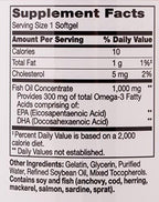 21st Century Fish Oil 1000 mg Softgels, (300 Count), Molecularly Distilled, Omega 3 Supplement with EPA & DHA, Purified to Eliminate Mercury, Supports Cardiovascular Health, Gluten Free & Non-GMO