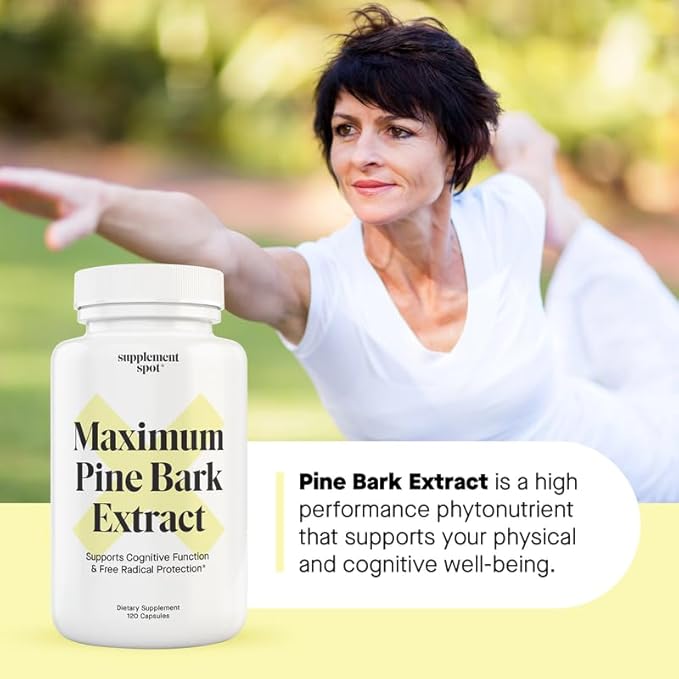 Maximum Pine Bark Extract 100 mg per Serving| Maritime Pine Bark Supplement for Natural Health Support (120 Capsules)