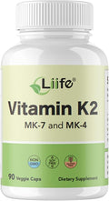 LIIFE Vitamin K2 600mcg Supplement with MK-7 100mcg & MK-4 500mcg,90 Vegetable Capsules for Bone & Cardiovascular Health | Non-GMO & Gluten Free
