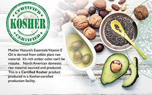 Mother Nature's Essentials Natural Vitamin E Oil Food Grade, 21,000IU d-Alpha-tocopherol, not Processed. 1 oz.