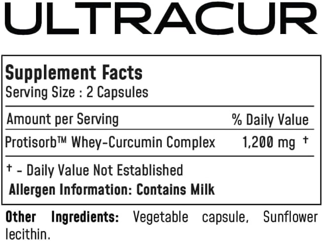 UltraCur Curcumin Complex Supplement - Ultra Bioavailable High Absorption Turmeric Curcumin Supplement for Joint, Muscle & Brain Support - Patented Protisorb for Premium Absorption – 120 Capsules