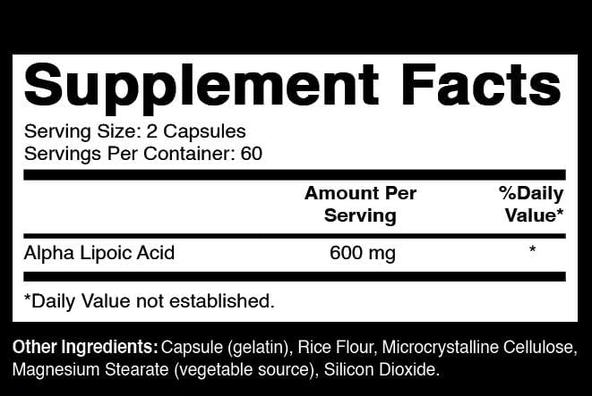 Oxify Alpha Lipoic Acid 600 mg | 120 Capsules | Gluten-Free, Non-GMO | Supplement Made in USA