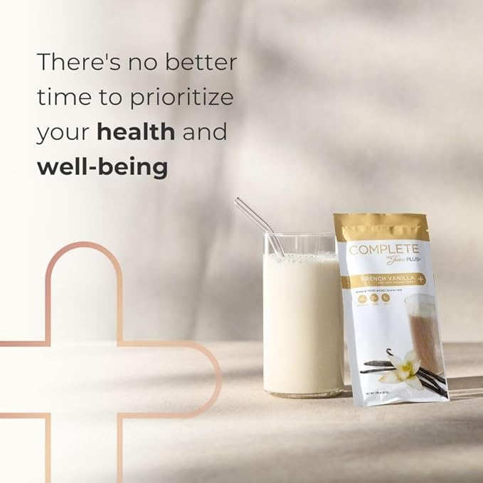 Complete by JuicePlus+ Single Serve French Vanilla Shakes - Plant-Based Nutrition - Whole Food Based Shake Powder with Protein, Fiber & Prebiotics - 30 Servings (2 Pouches, 30 Servings)