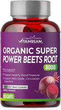 VITAMISAN Organic Super Powder Beets Root 8000 – Nitric Oxide Support with 20:1 Beet Extract, Grape Seed, Collagen & Magnesium – Non-GMO, Gluten Free Beetroot Powder Capsules