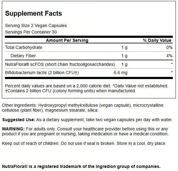 Swanson Prebiotic + Probiotic Fiber Digestive and Immune Health Supplement for Gut-Health-Conscious Adults with 500 Million CFU (60 Vegan Capsules)