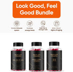 Black Girl Vitamins Look Good Feel Good Bundle – Hair Skin & Nails, Vitamin D3 2000IU & Once a Day Multivitamin - Women's Supplement Bundle – Energy, Immunity & Beauty Support