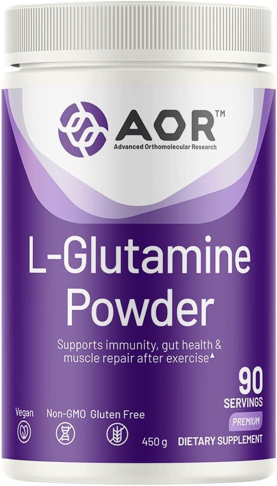 AOR L-Glutamine Powder 5000mg, 450g (90 Servings) – Clean Amino Acid for Active Lifestyles & Daily Wellness Support, Product of Canada
