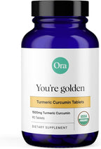 Ora Organic Turmeric Curcumin with Piperine - Pure Extracts for Joint Stress and Cardiovascular Health, Support Healthy Cognitive Function, No Filler Ingredients - 90 Vegan Tablets, 1 Month Supply