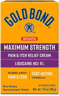 Gold Bond Medicated Maximum Strength Pain & Itch Relief Cream, Intense Itch Relief, 1.75 oz., with Lidocaine